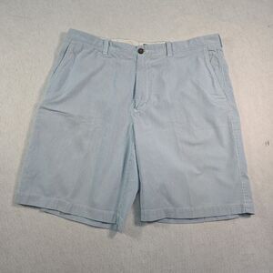 IZOD Shorts Striped Mens size 38 Flat Front Golf Blue and White 10" inseam